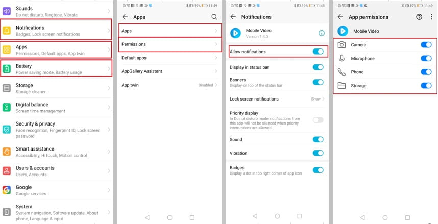 Smartphone settings Honor 10