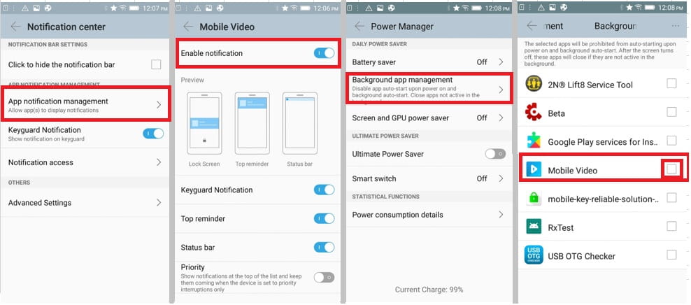 Smartphone settings example Lenovo S60