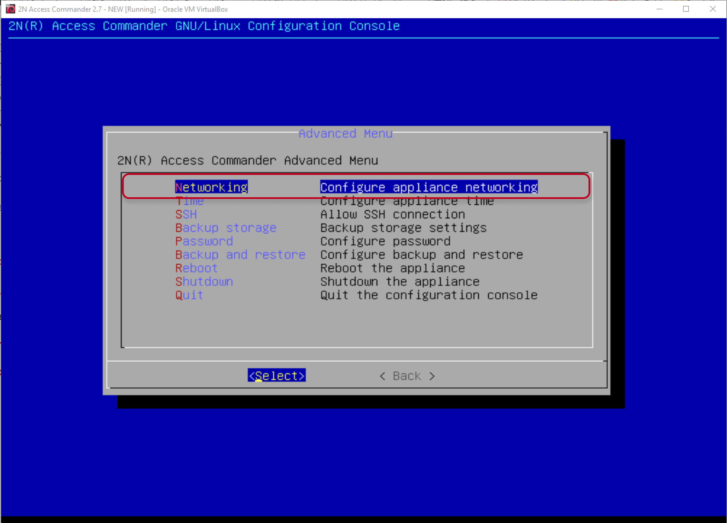 2N Access Commander - Linux console - Networking