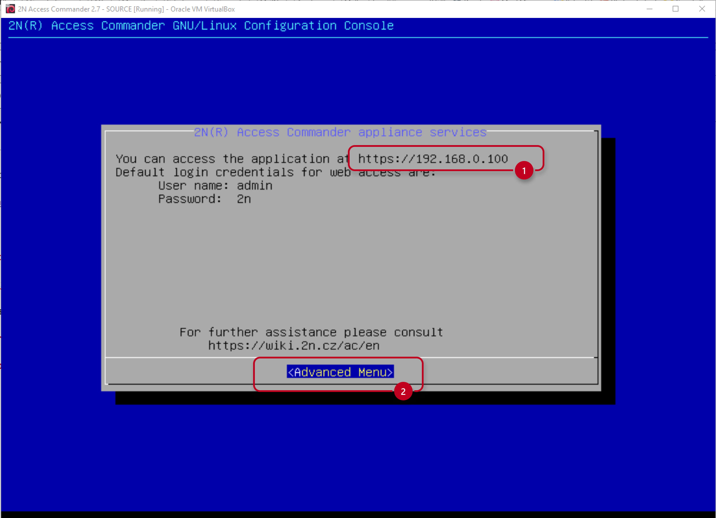 2N Access Commander - Linux console - IP address