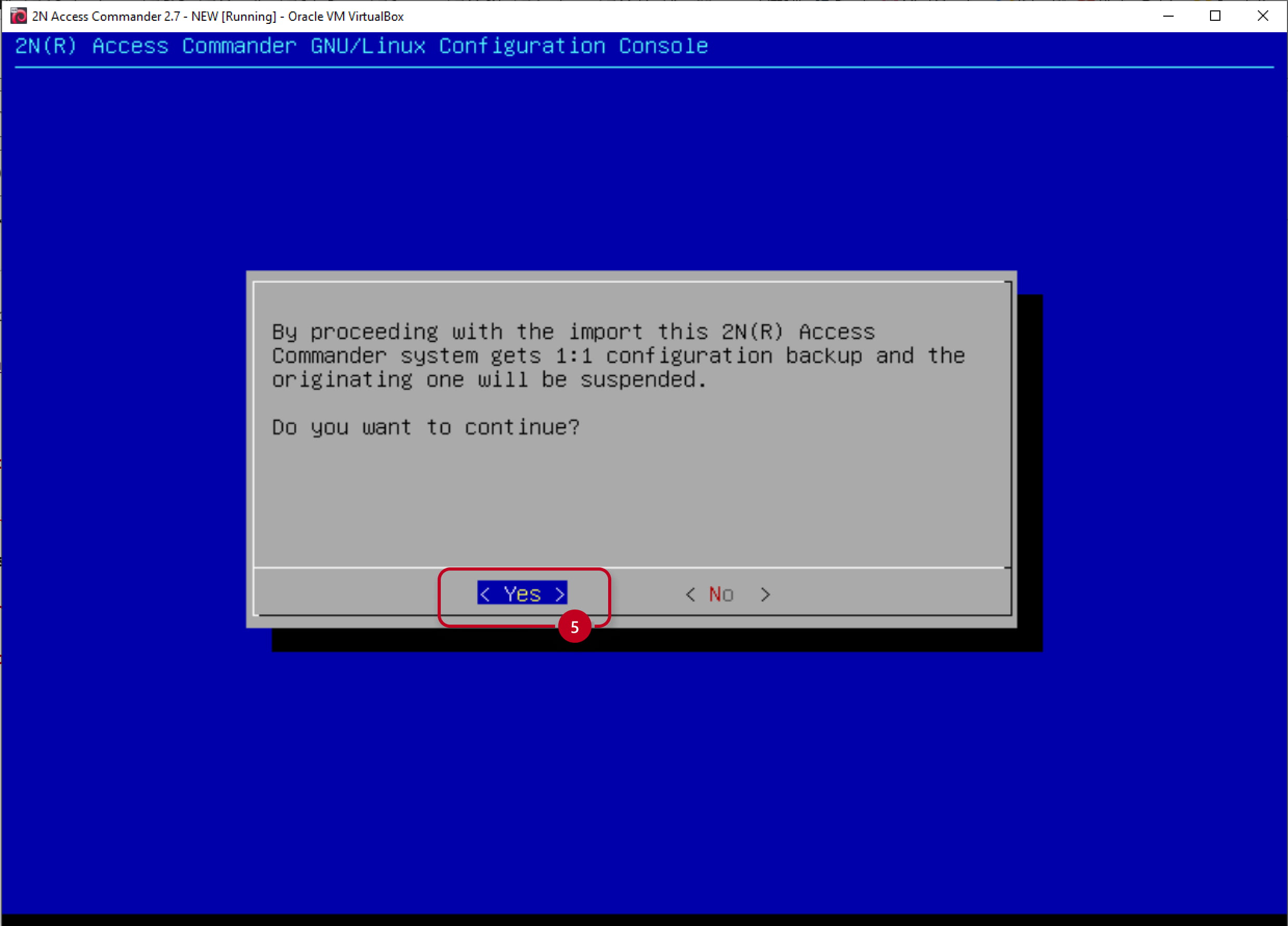 2N Access Commander - Linux console - Import - Proceeding