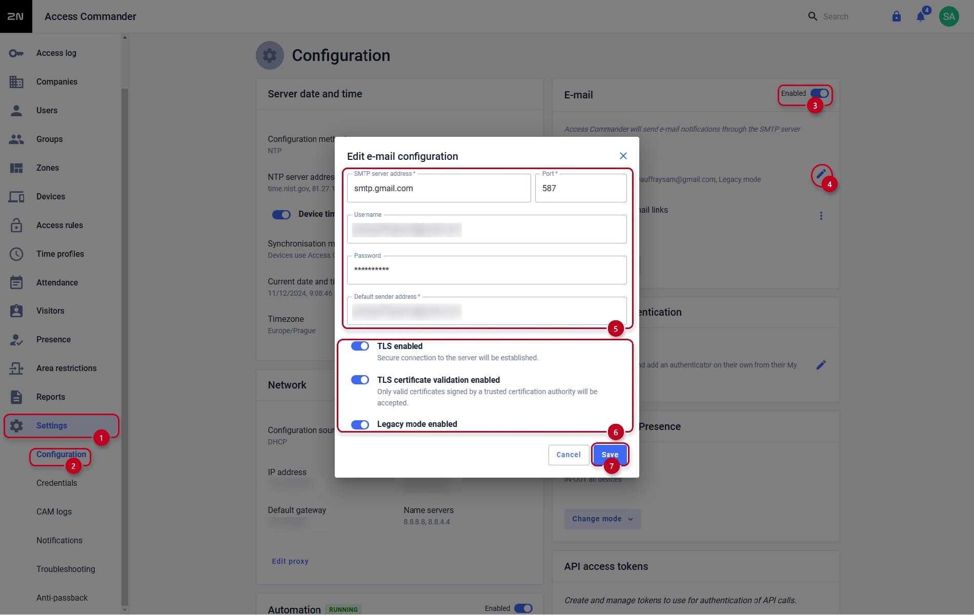 E-mail configuration