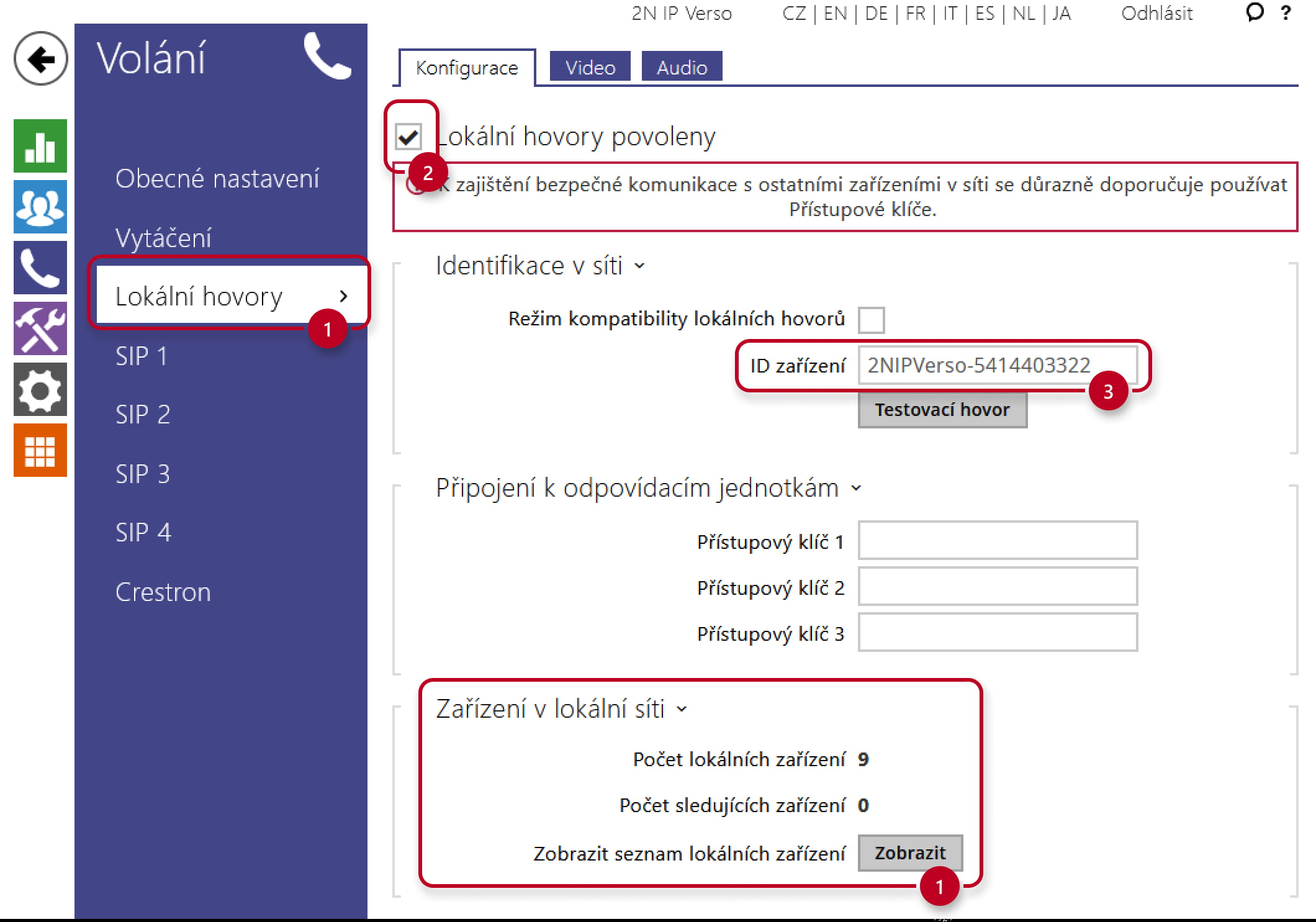 2N IP Interkom seznam dostupných jednotek