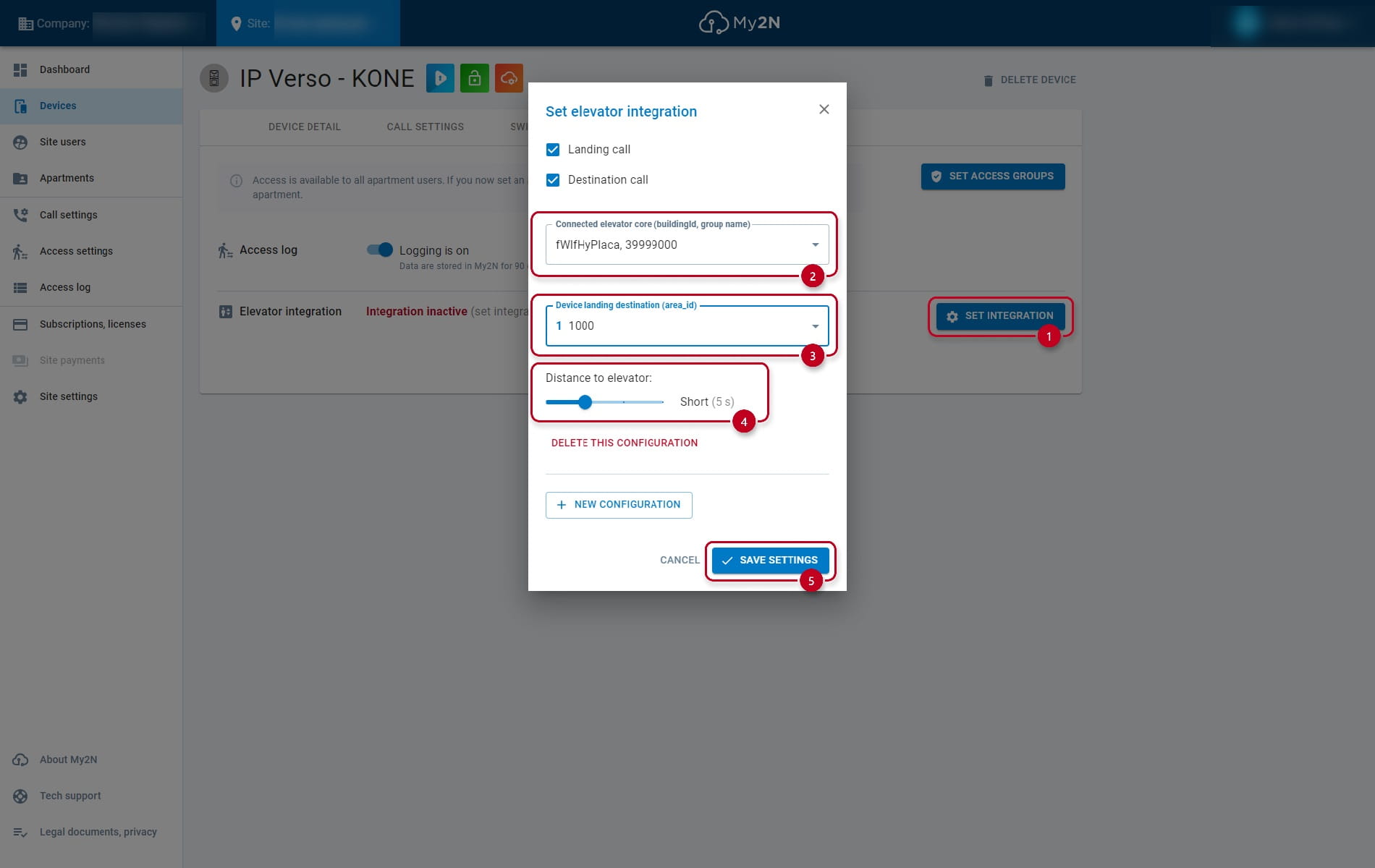 setting the integration