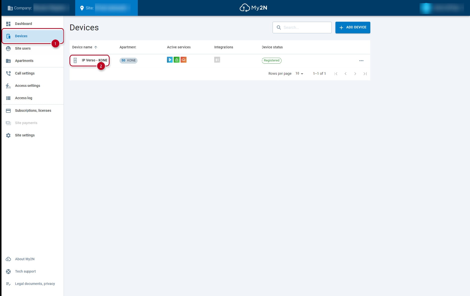 Activatin elevator integration on the intercom