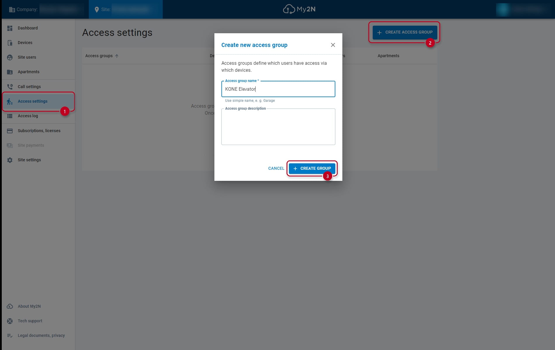 Creating access group