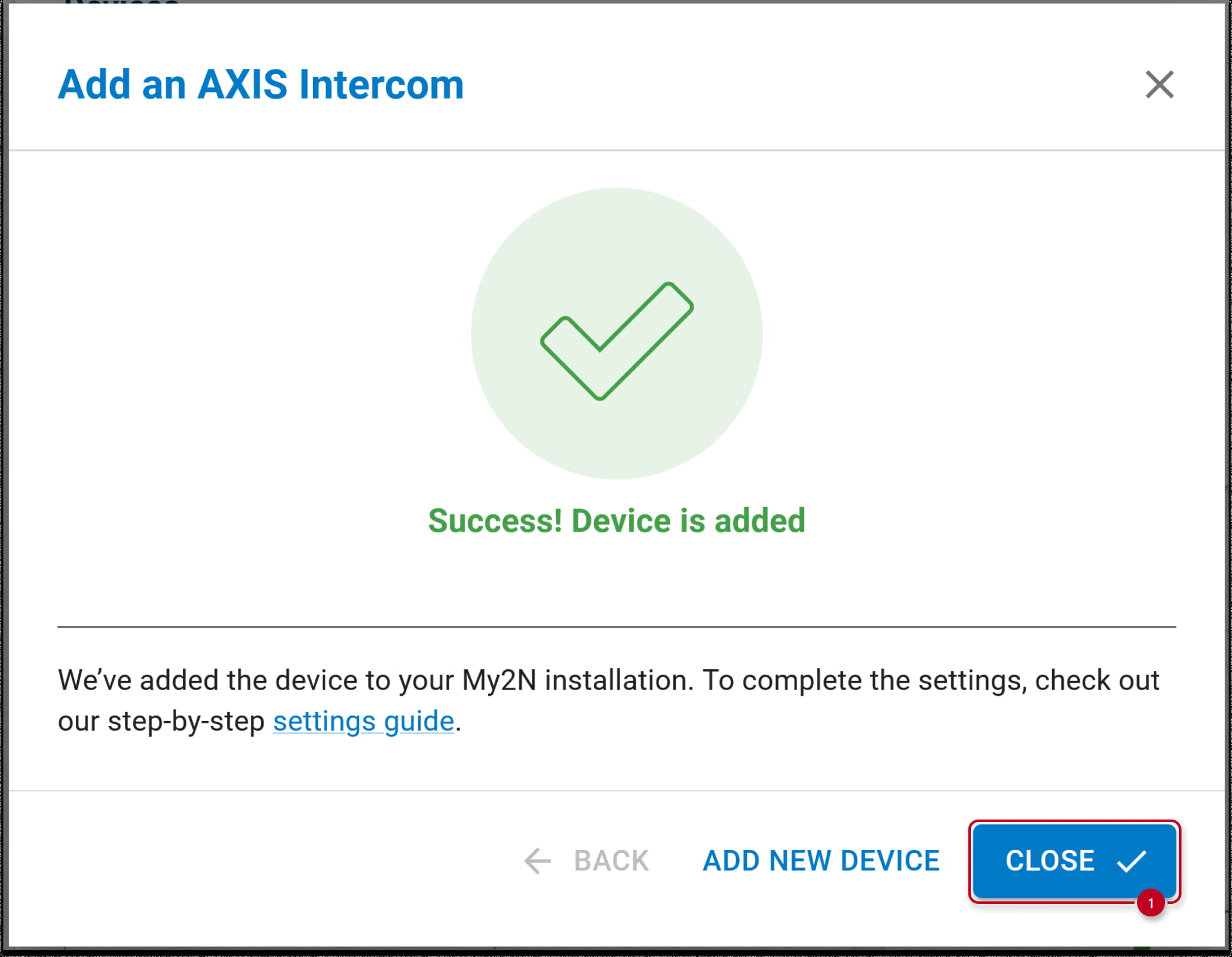 Axis network intercom has been added into My2N platform
