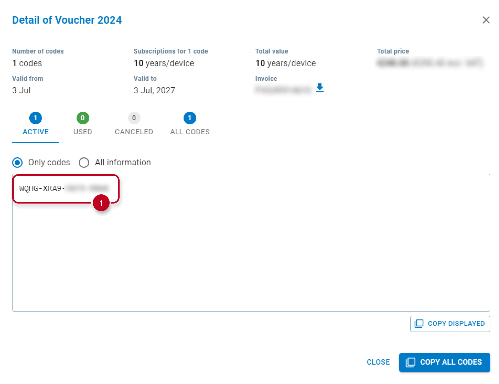 My2N - Payments - Voucher code