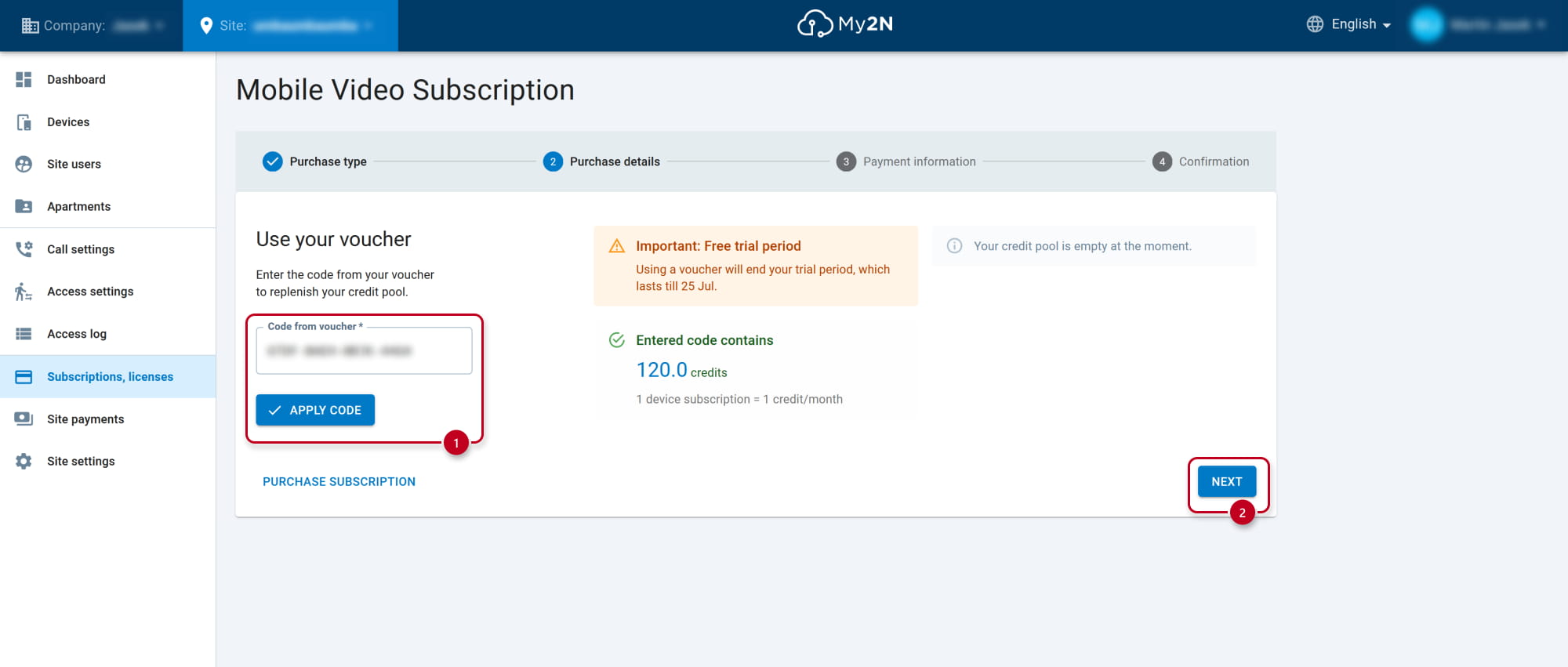 My2N - Subscriptions - Use your voucher