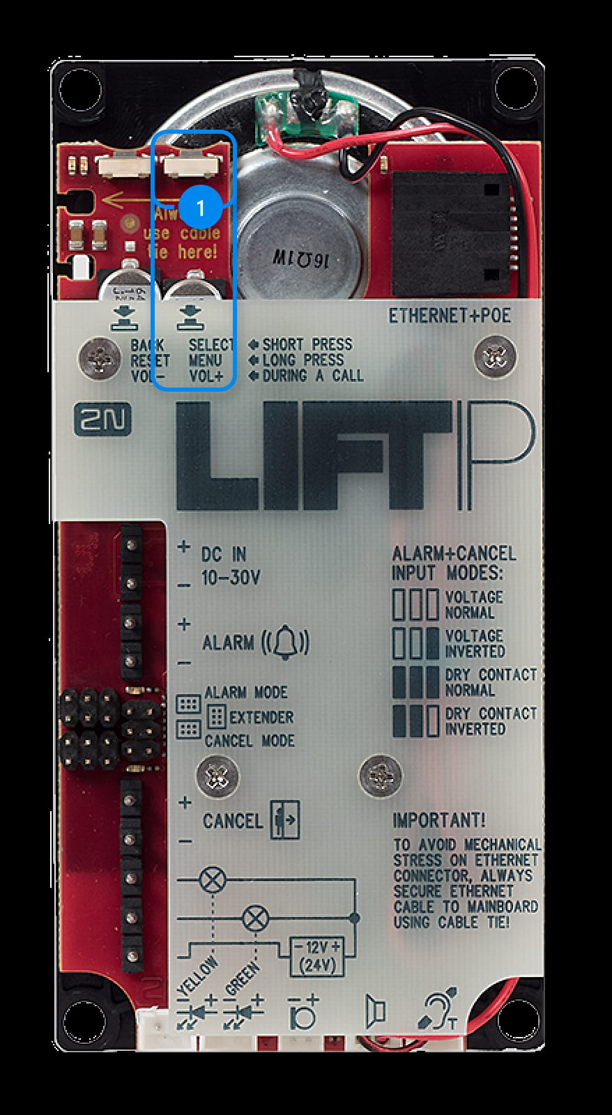 Select/Menu button on LiftIP