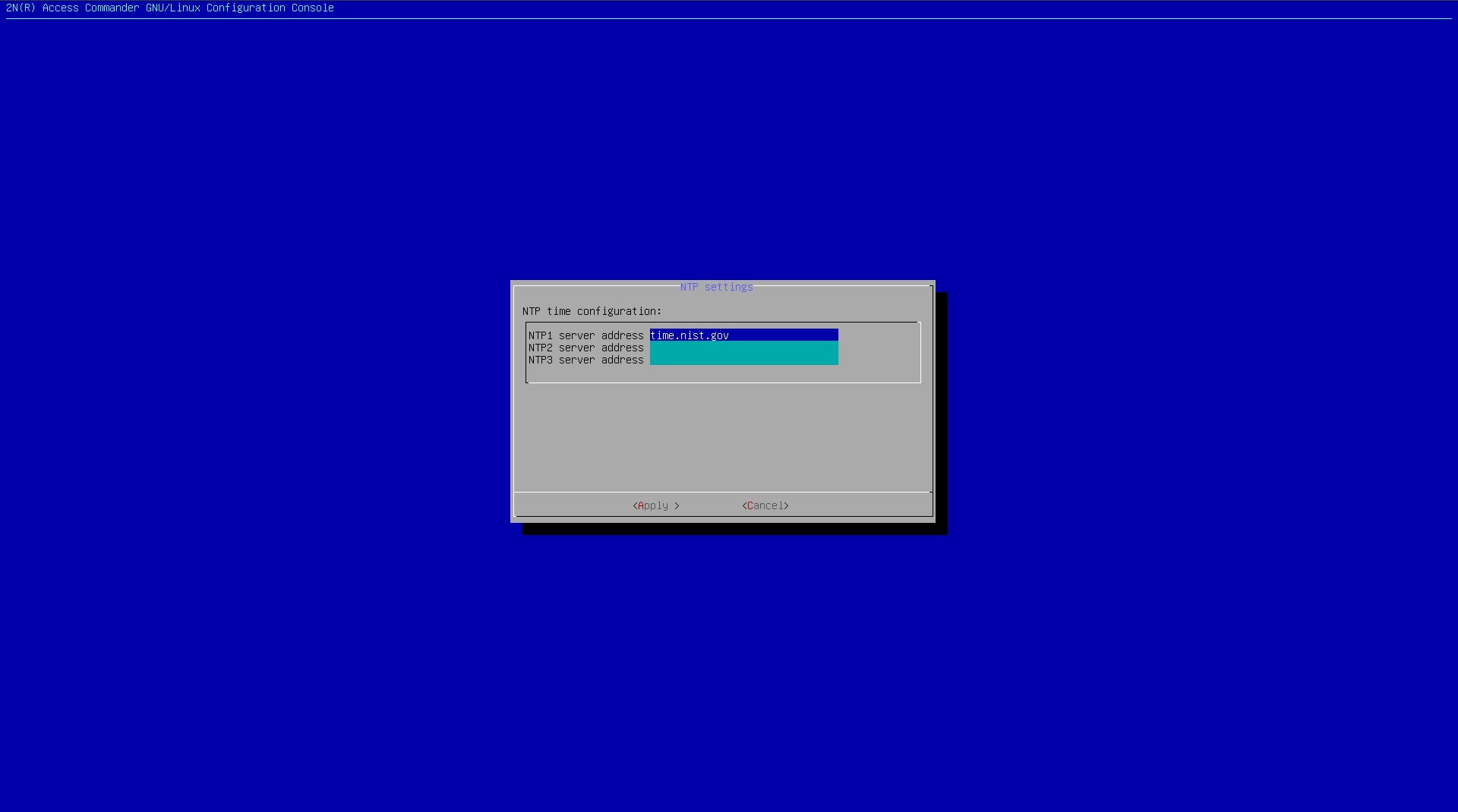 Access Commander Console NTP Server Configuration