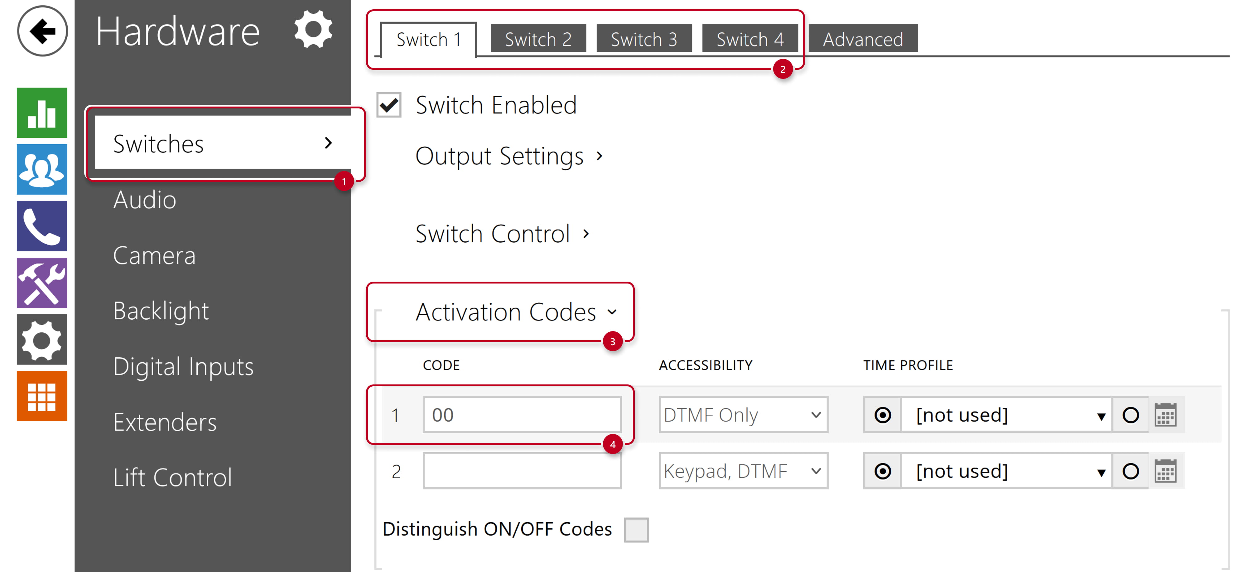 2N IP Intercom - Hardware - Schalter - Aktivierungscode