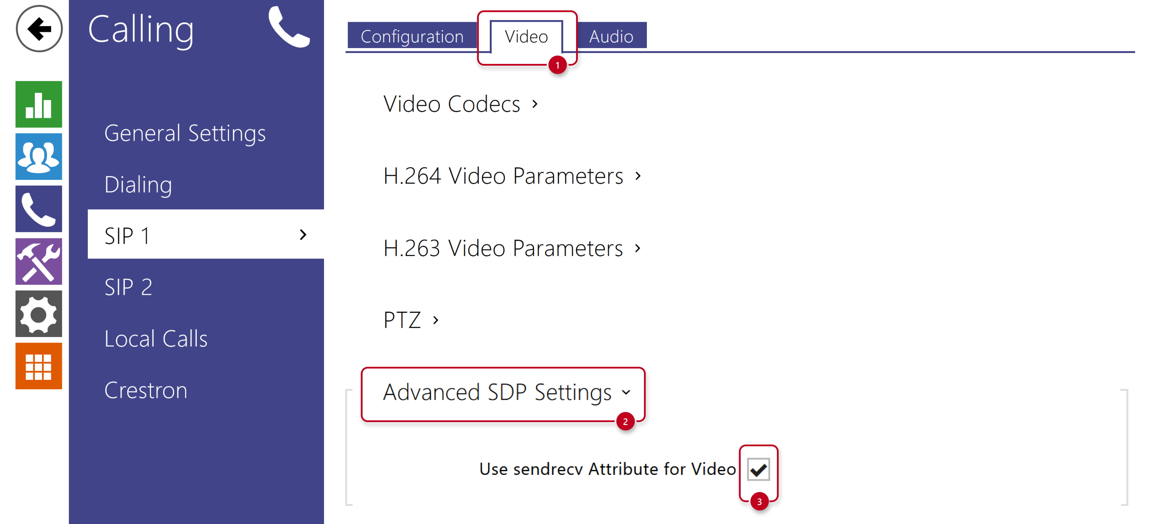 2N IP-Gegensprechanlage - Anrufen - SIP 1 - Video - Sendrecv