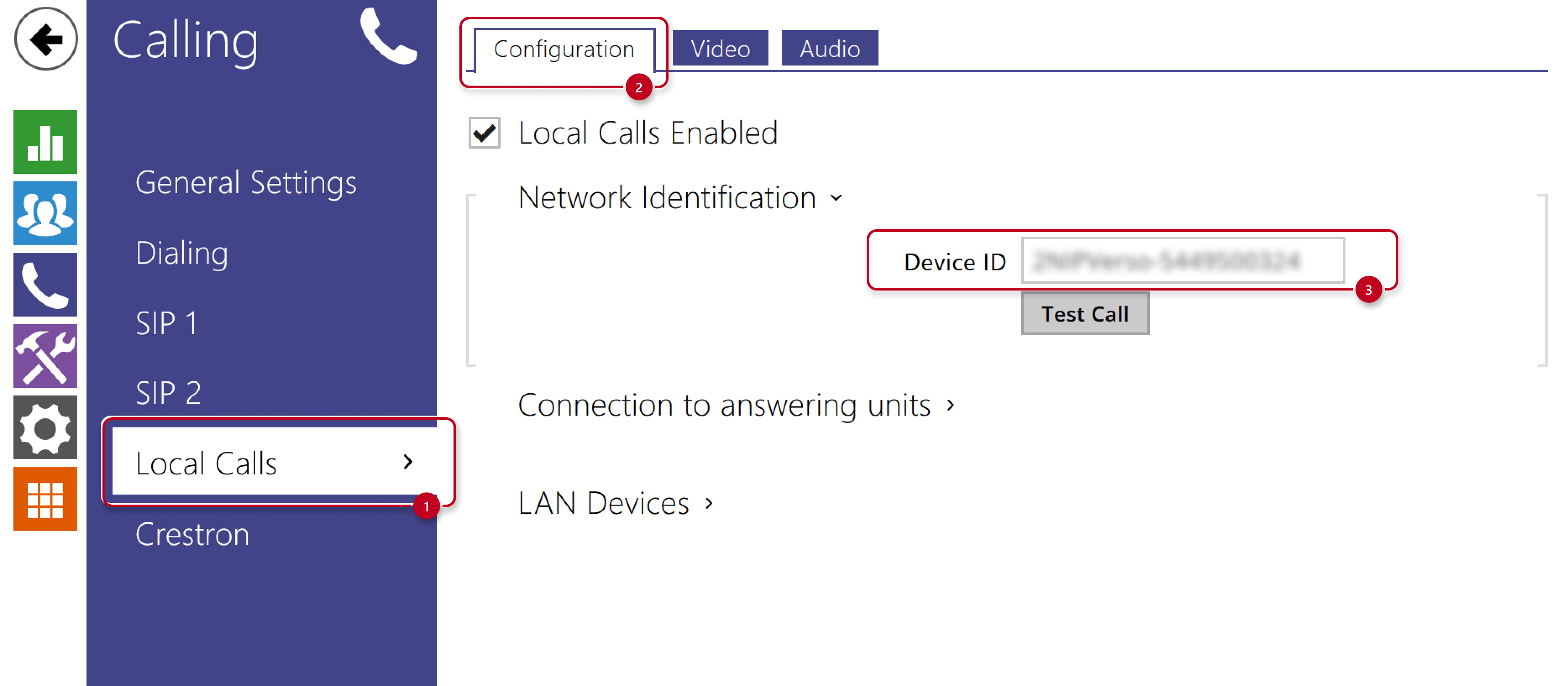 2N IP Intercom - Anrufen - Lokale Anrufe - Konfiguration - Geräte-ID
