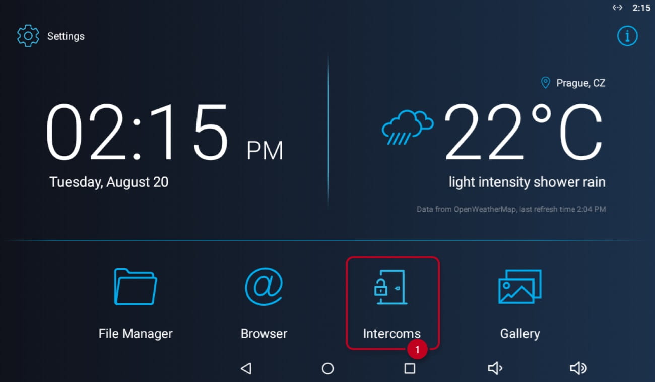 Indoor Touch 2.0 Home Screen