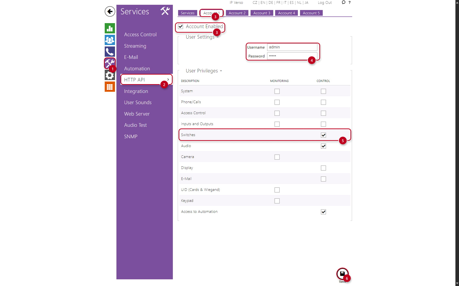 2N OS Intercom HTTP API Configuration