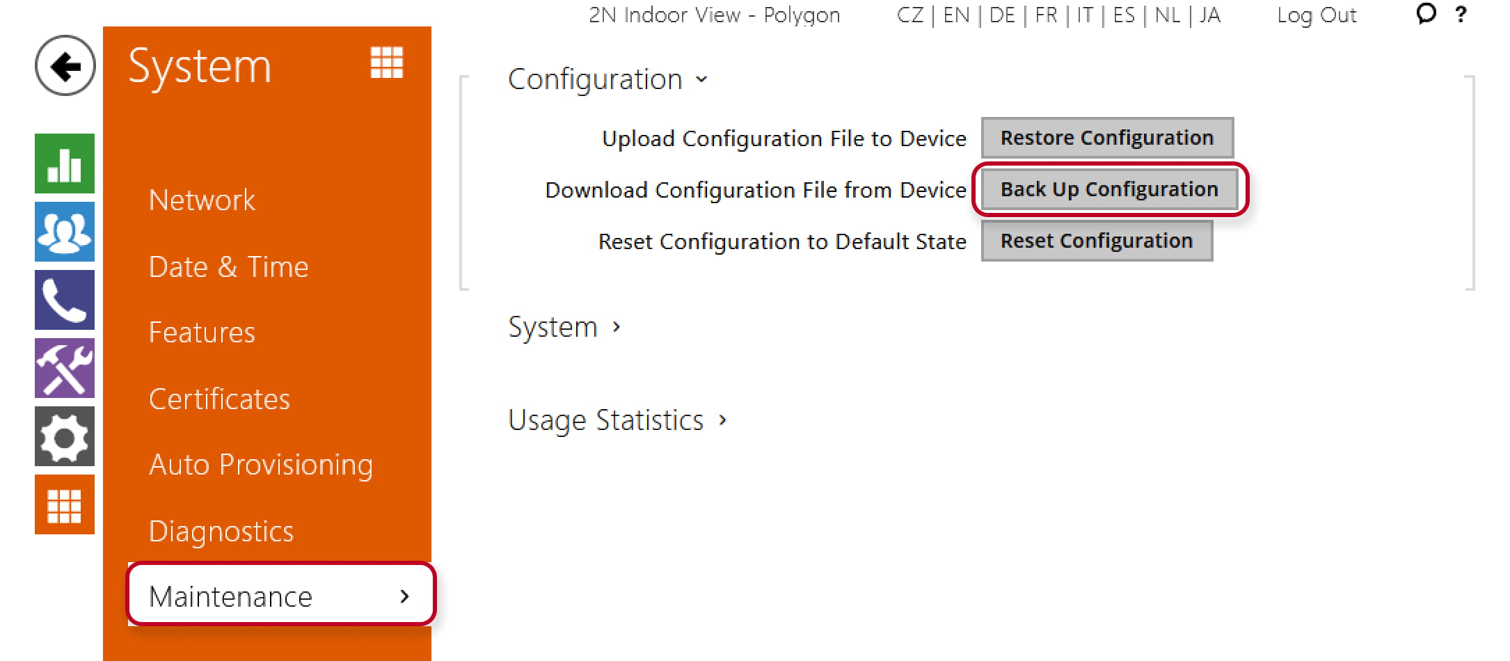 Indoor_View_issue_backup_configuration