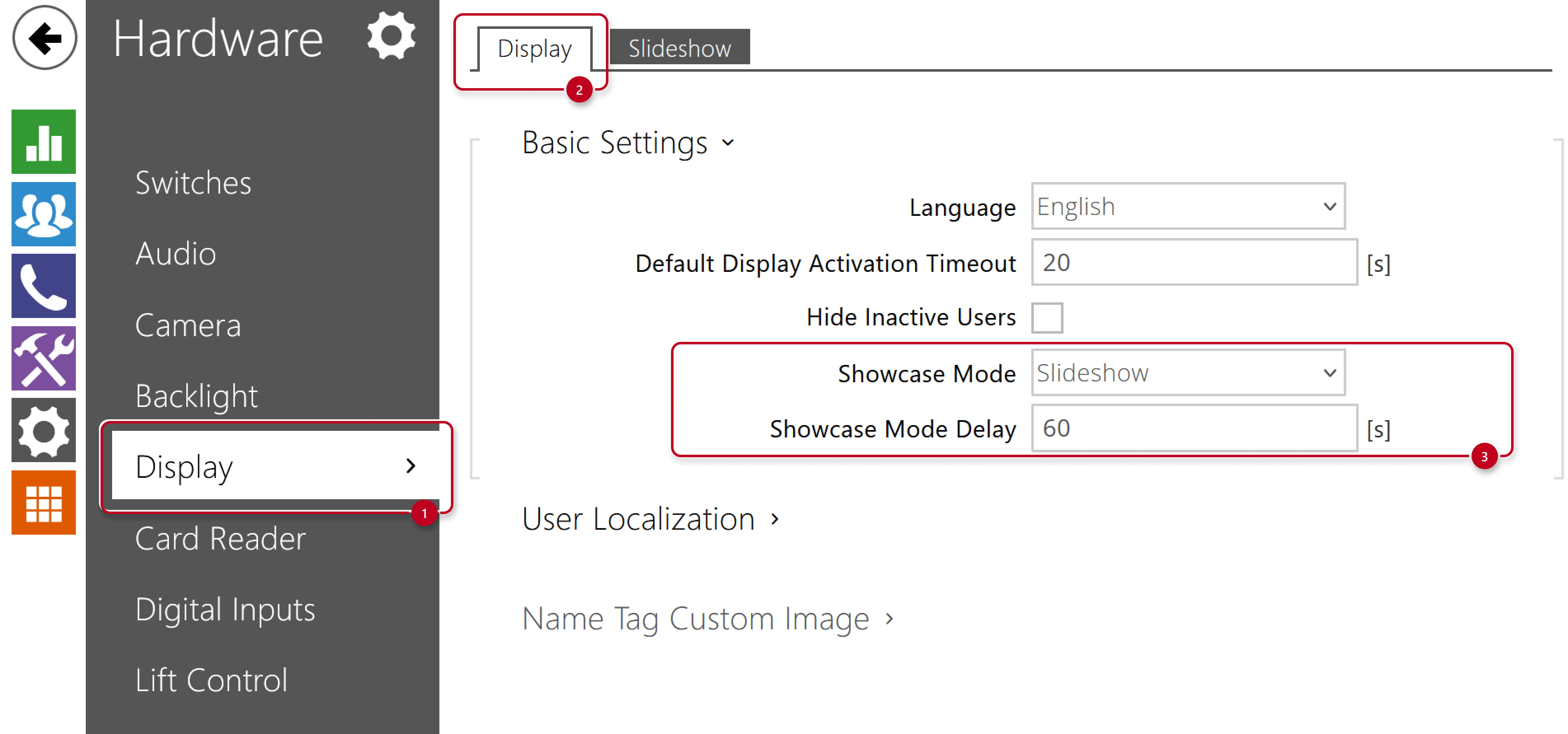 2N IP Vario - Hardware - Display - Showcase mode