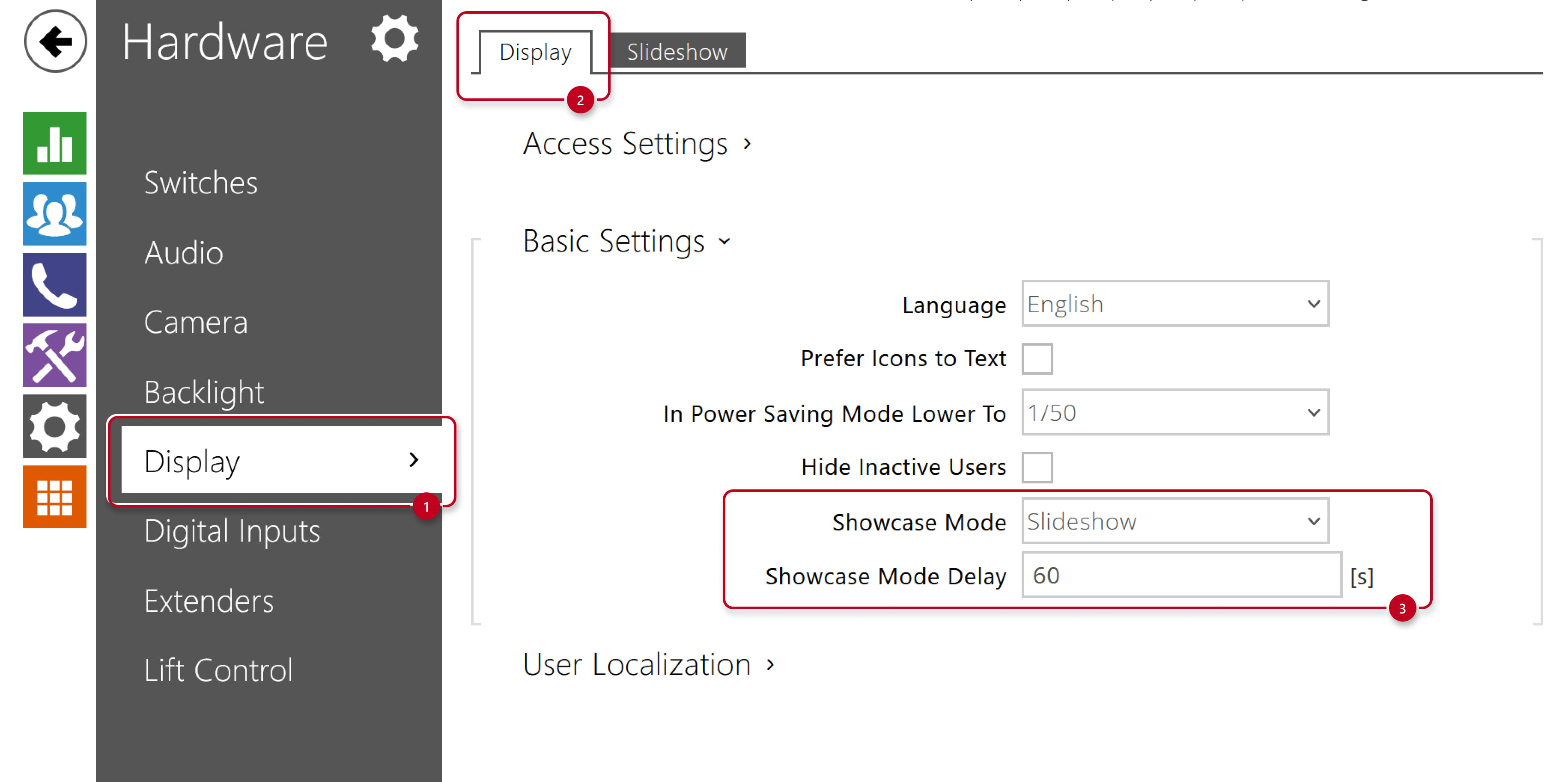 2N IP Verso - Hardware - Display - Showcase mode