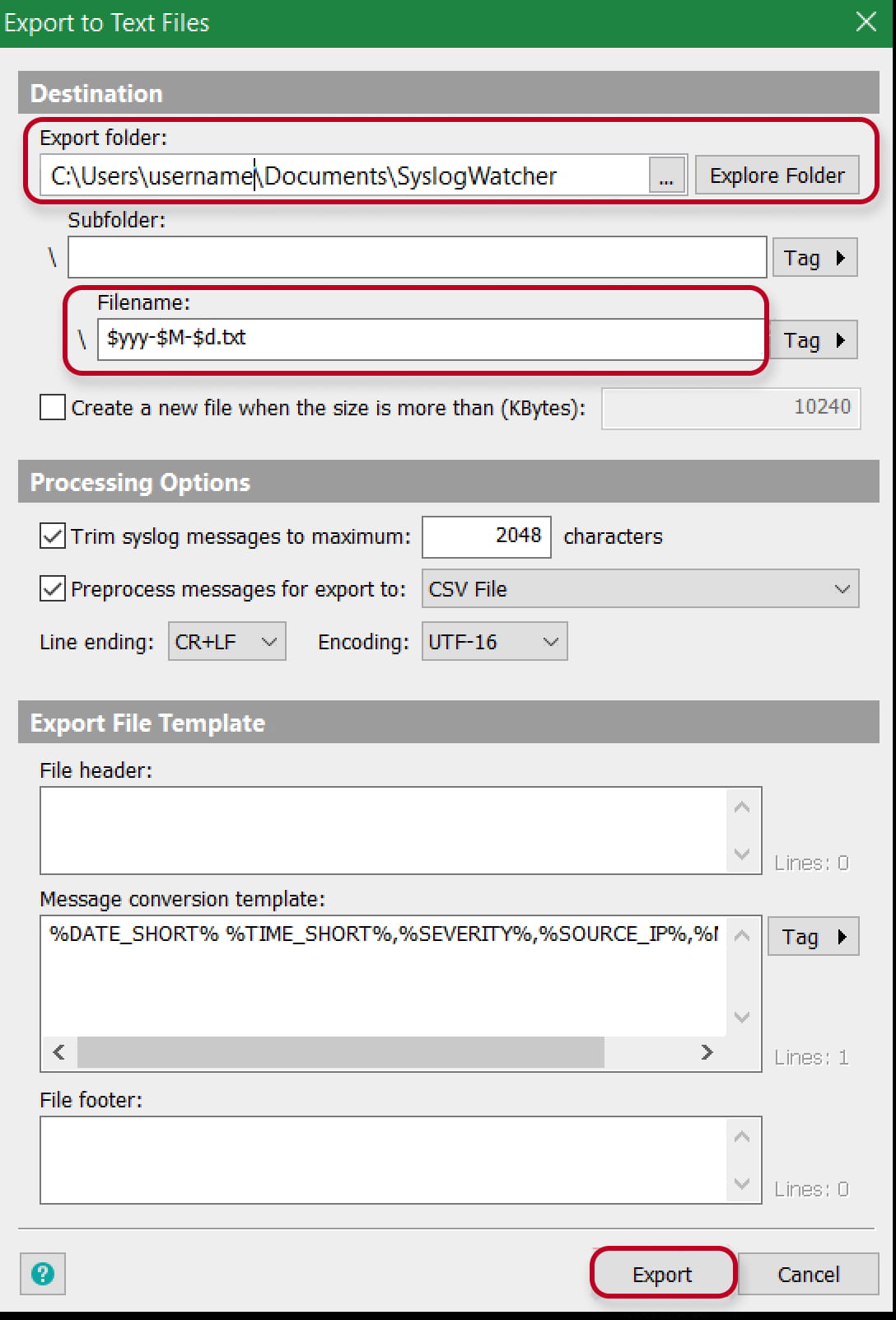 SyslogWatcher_Export_folder