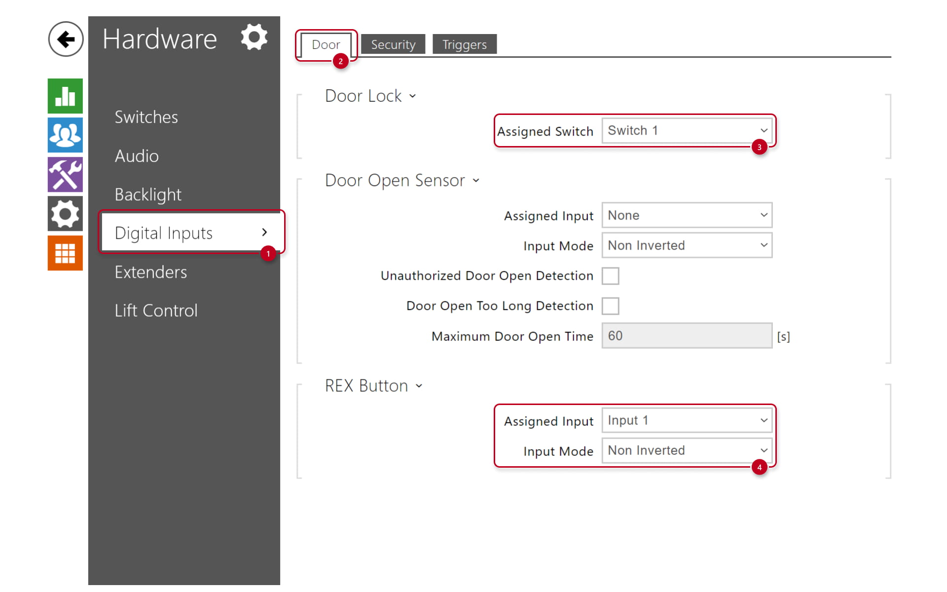 Settings of non inverted REX button