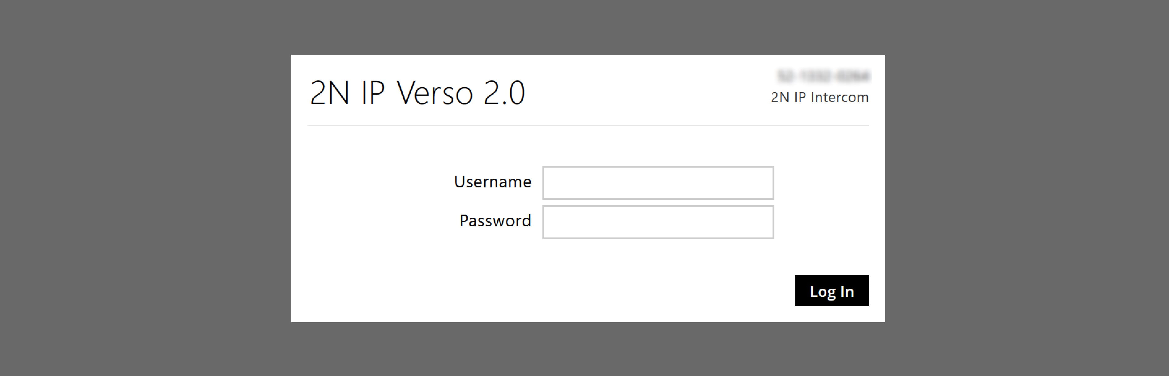 IP Verso 2.0 login page with SN blurred
