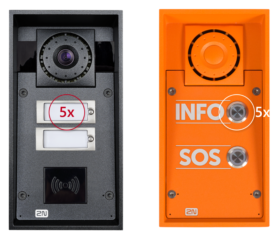 2N IP Force Safety - premendo 5 volte il tasto di selezione