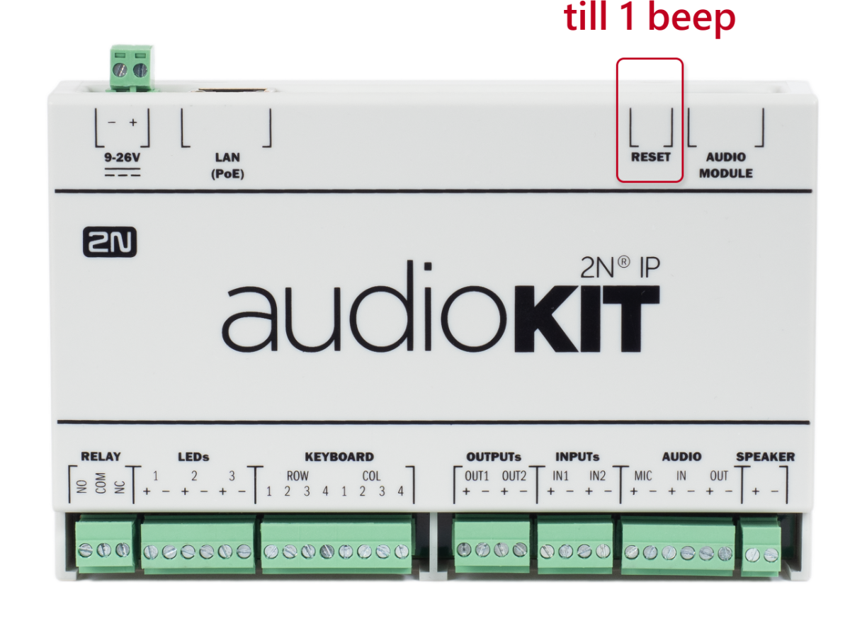 2N Audio Kit - pressing reset button