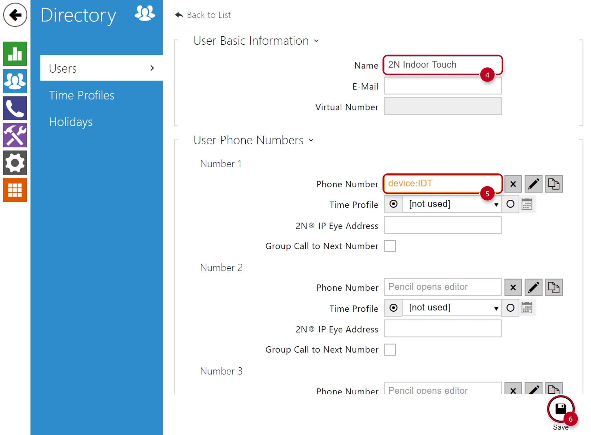 2N OS User Local Calls Setup