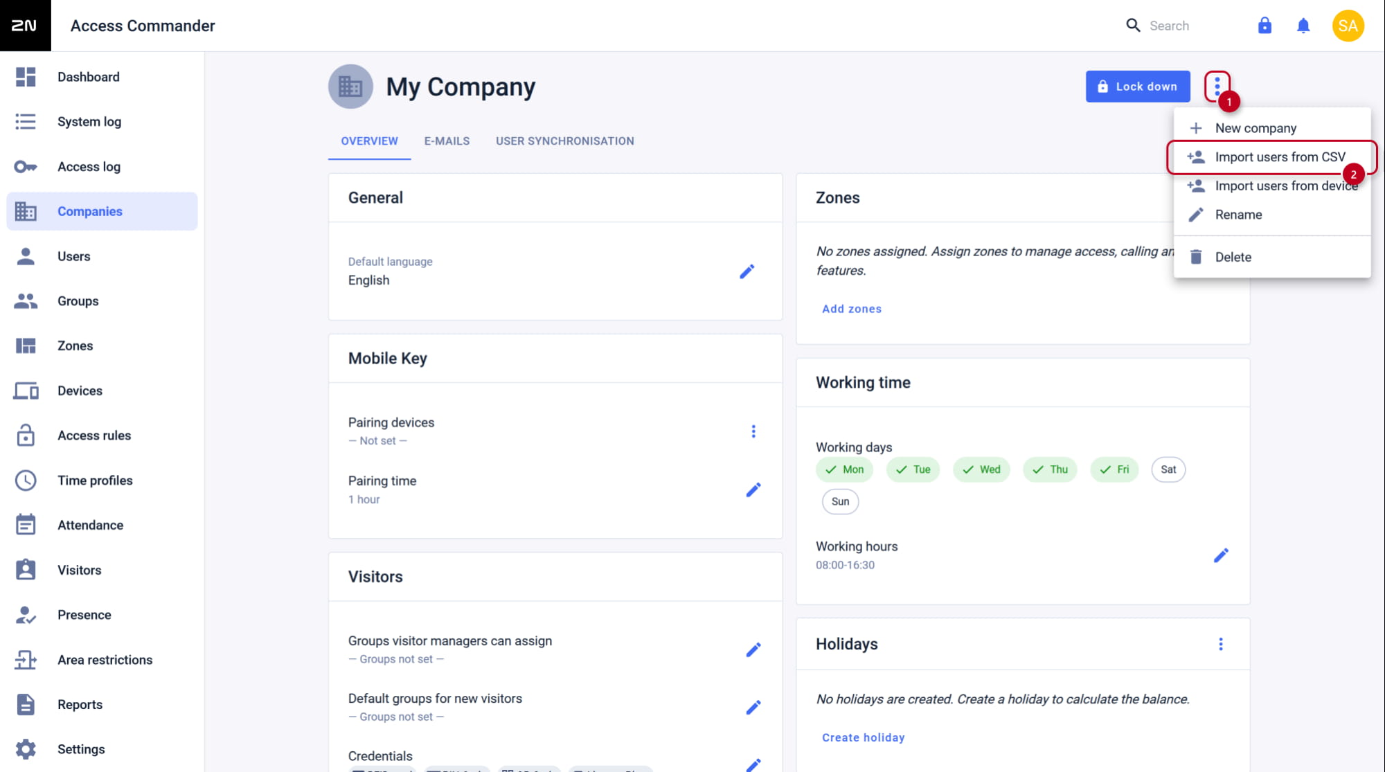 2N Access Commander - Company - Import users from CSV