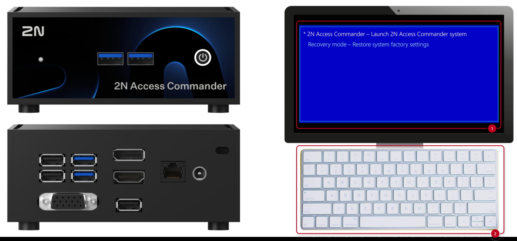 2N Access Commander BOX 2.0 - Display with GRUB