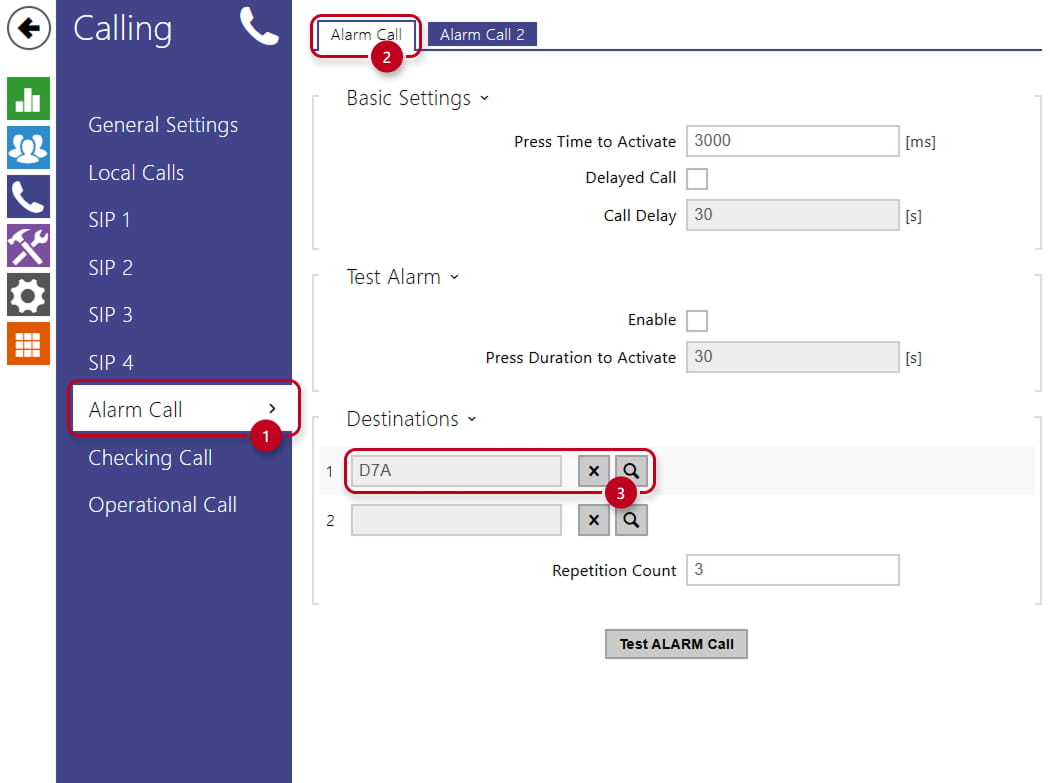 Calling - Alarm call in LiftIP 2.0