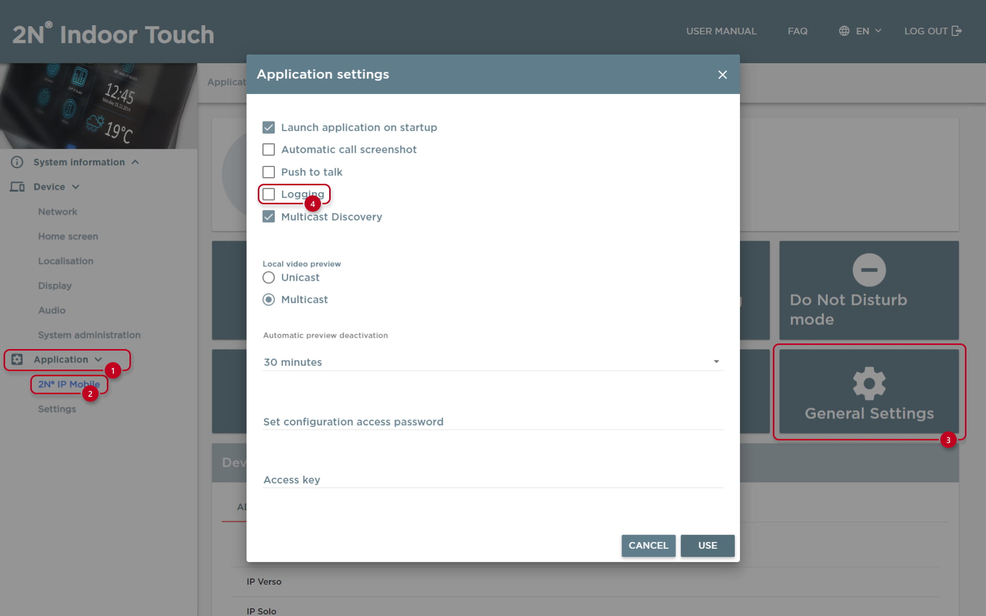 How to get logs from 2N Indoor Touch