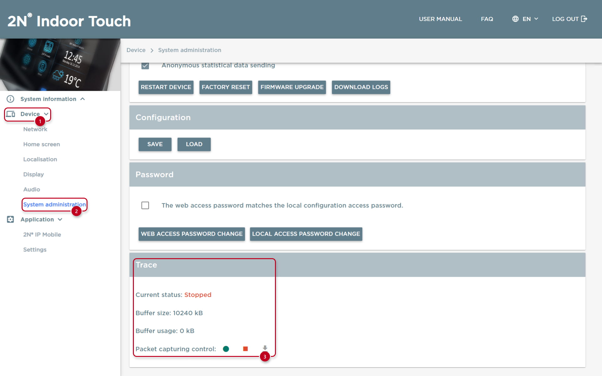 How to get logs from 2N Indoor Touch