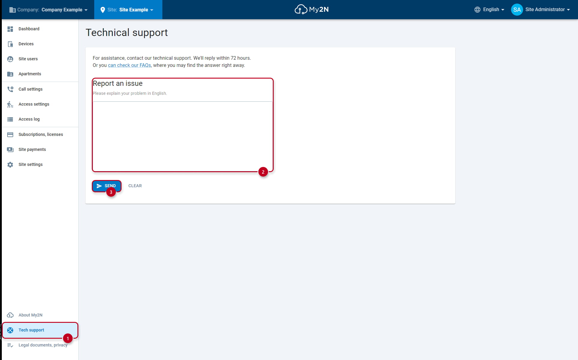 My2N web technical support