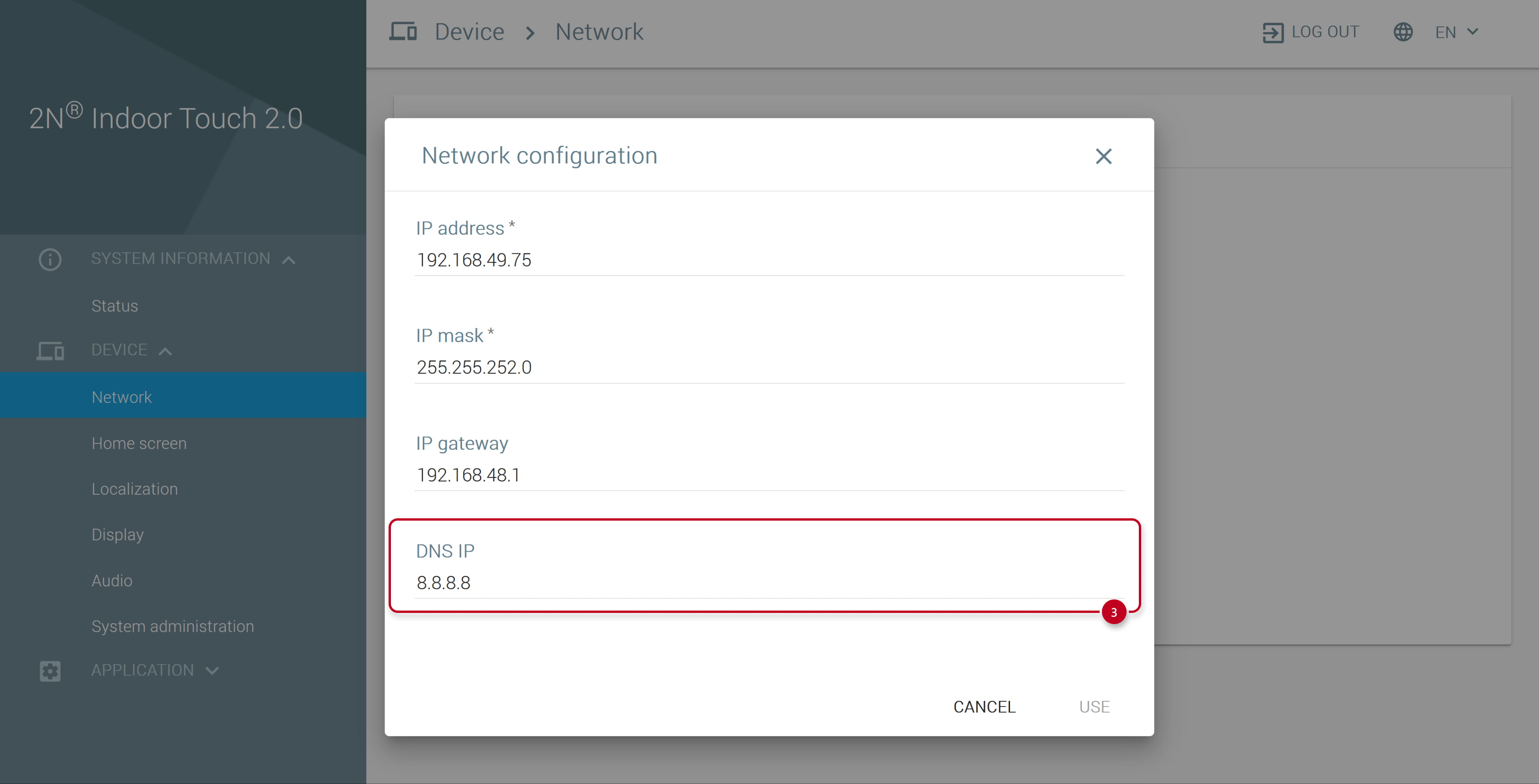 2N Indoor Touch 2.0 - Network - DNS