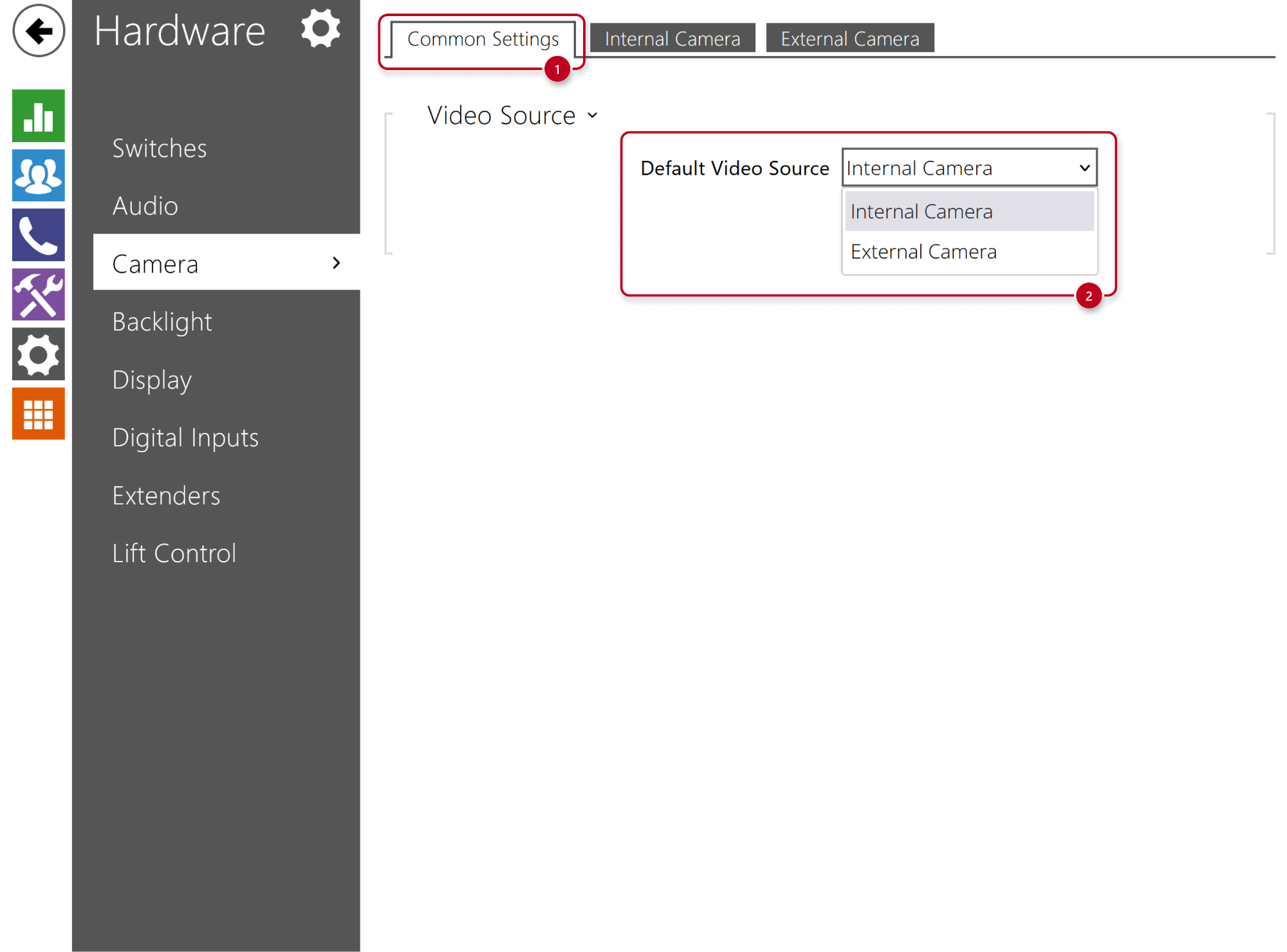 2N IP intercom - Hardware - Camera - Default video source