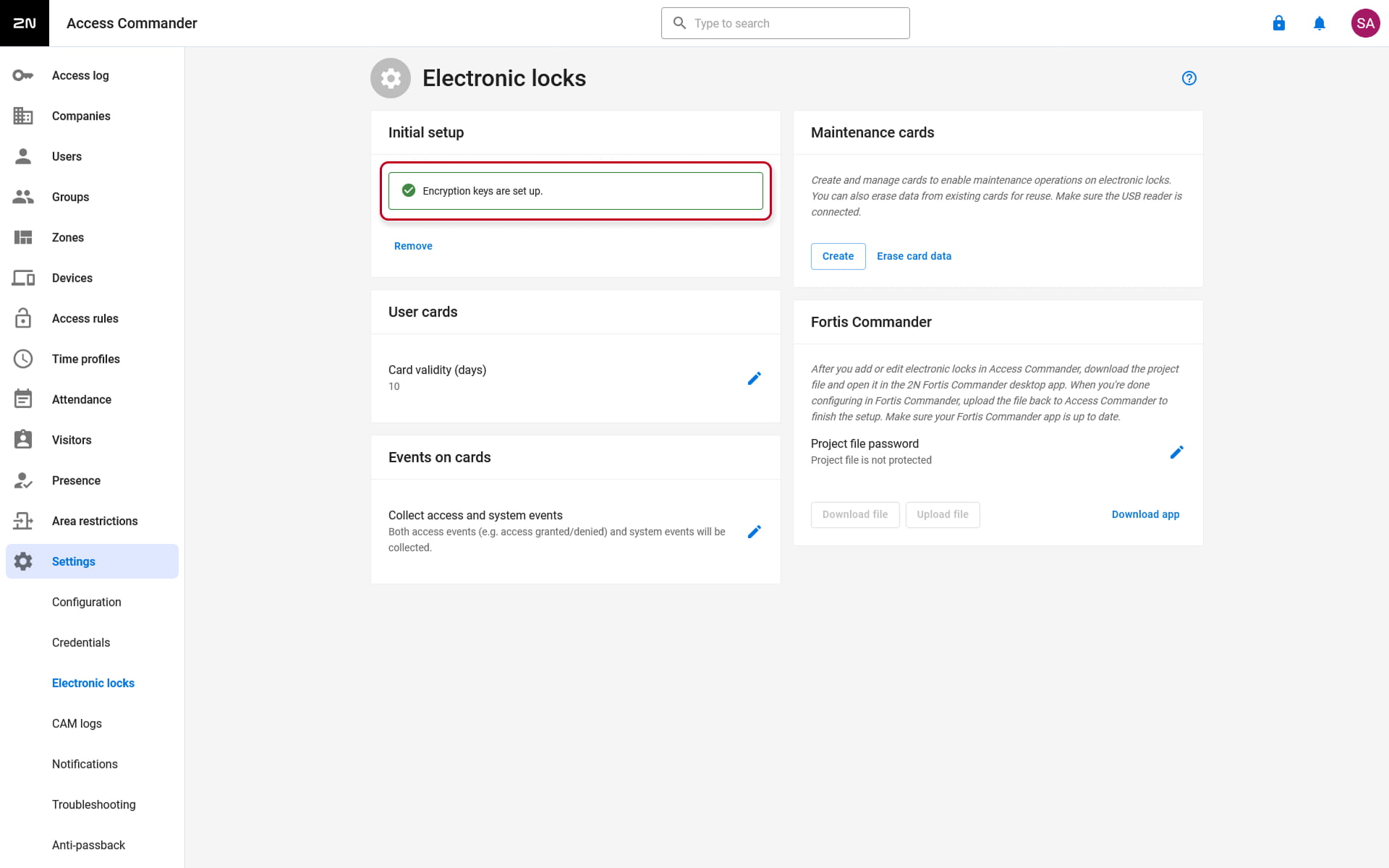 Claves configuradas