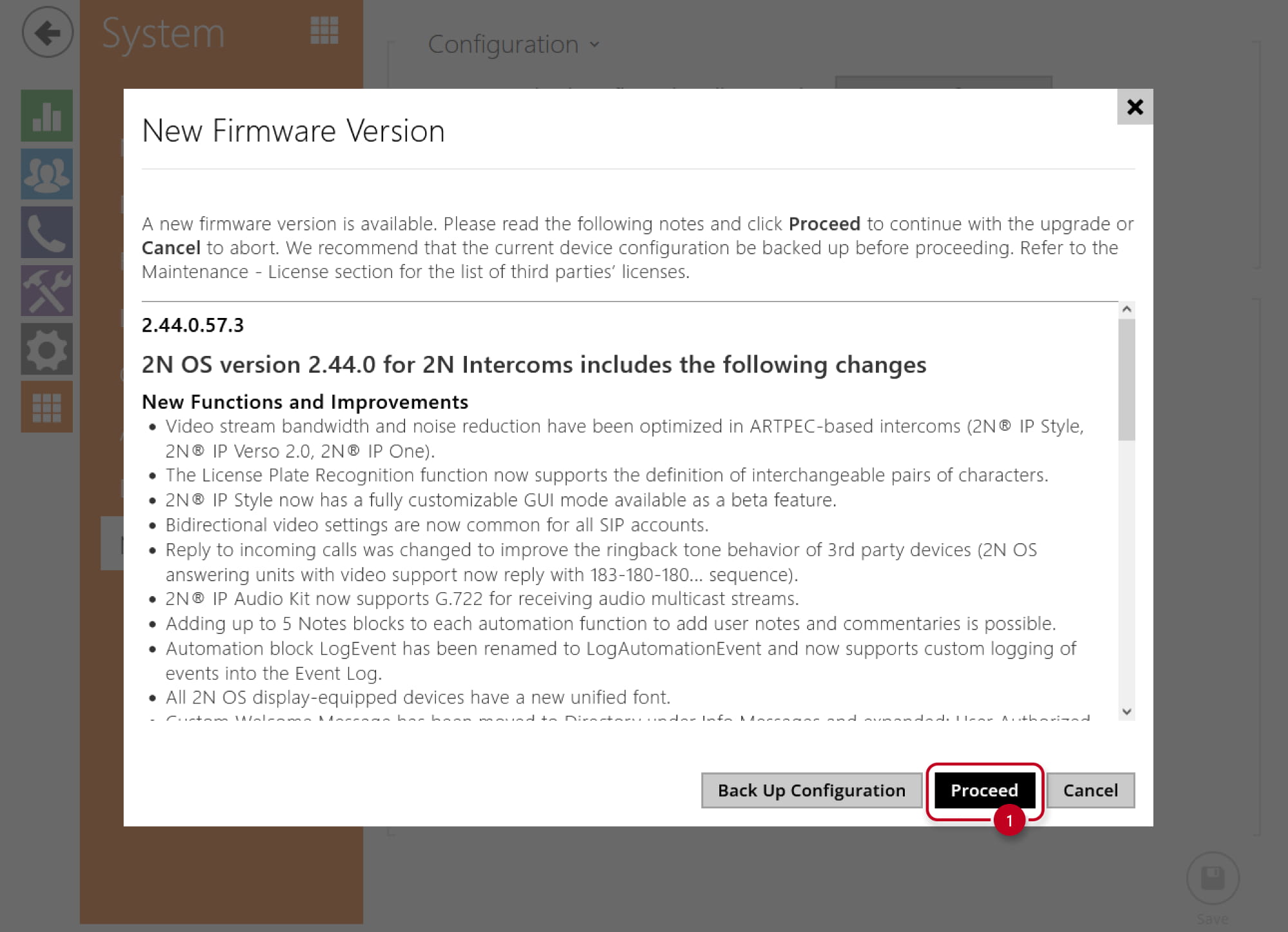 2N IP intercom - Maintenance - Upgrade Now - New Firmware Version