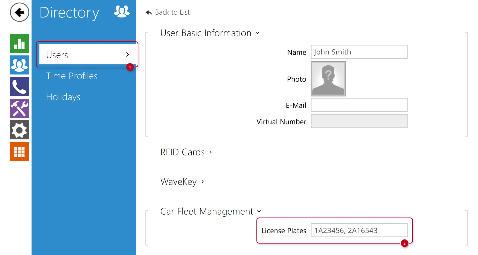 2N IP Intercom - Directory - Car Fleet Management