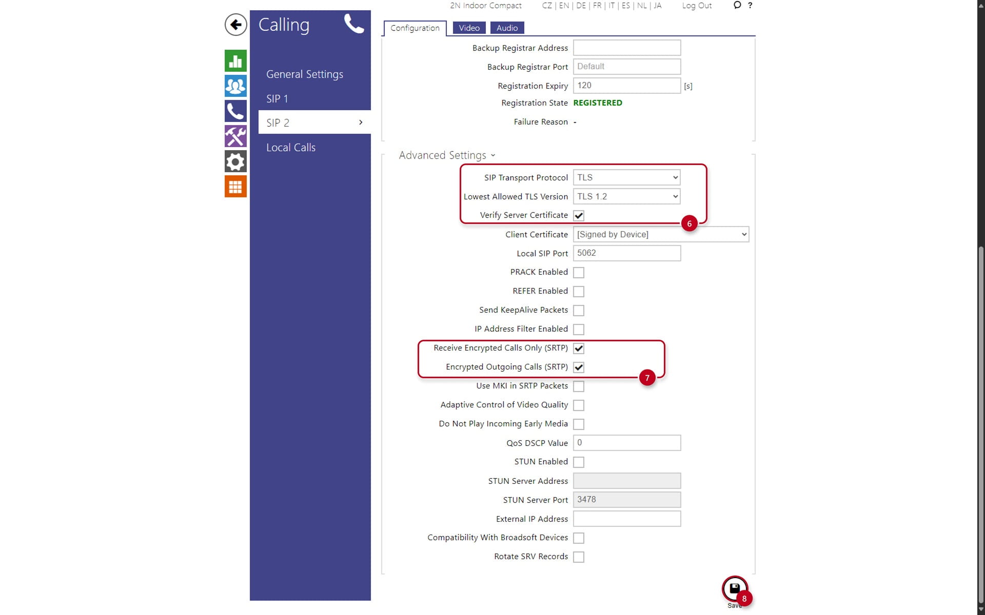 Configuración avanzada SIP 2N OS