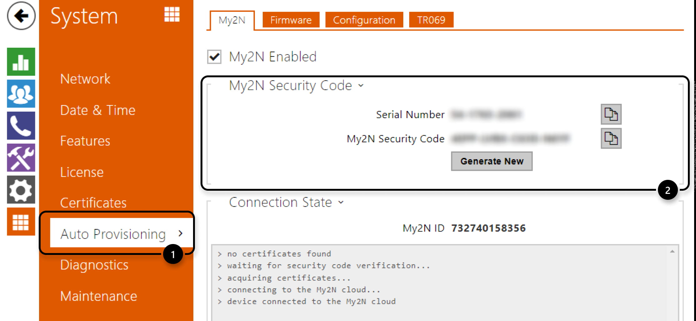Security code in IP intercom´s web management