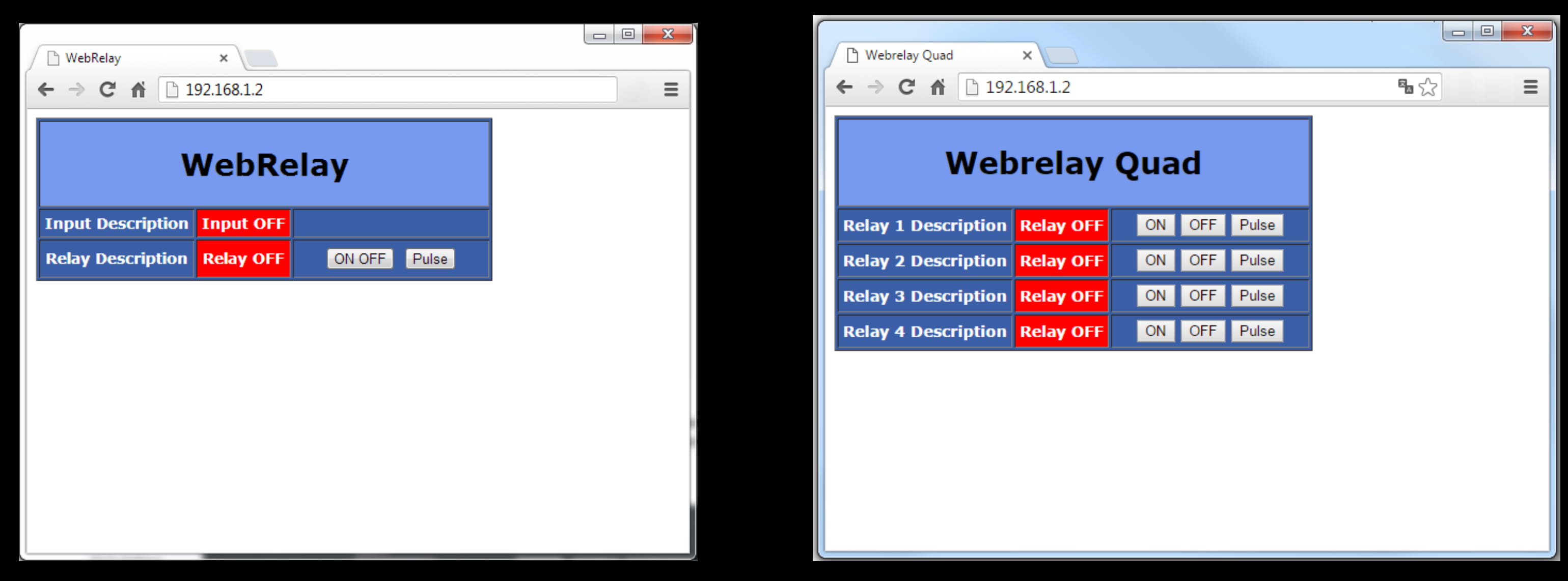 External IP Relay - Control page