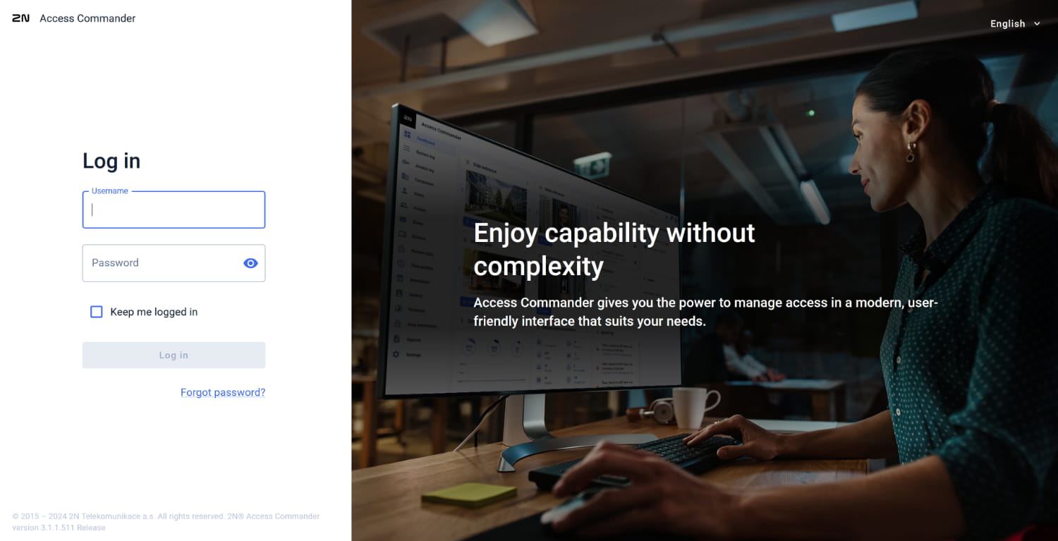 2N Access Commander - Web interface - Login page