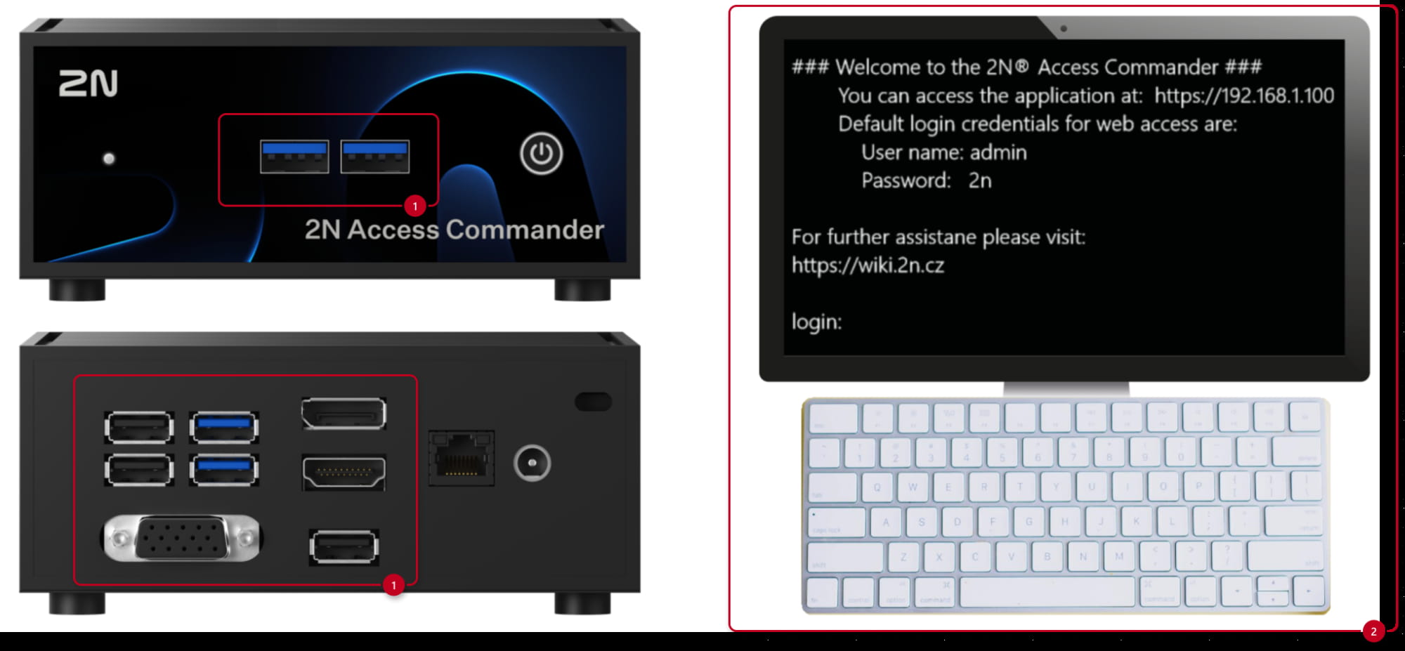 2N Access Commander Box 2.0 - display and keyboard