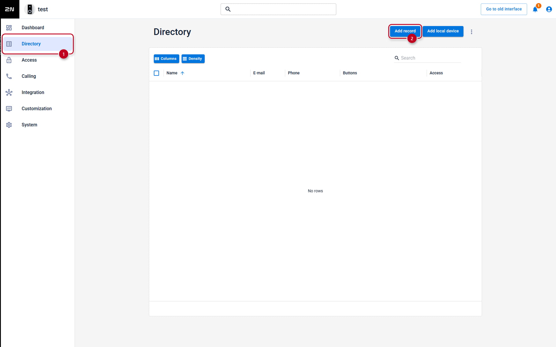 2N IP Intercom - Directory - Add record