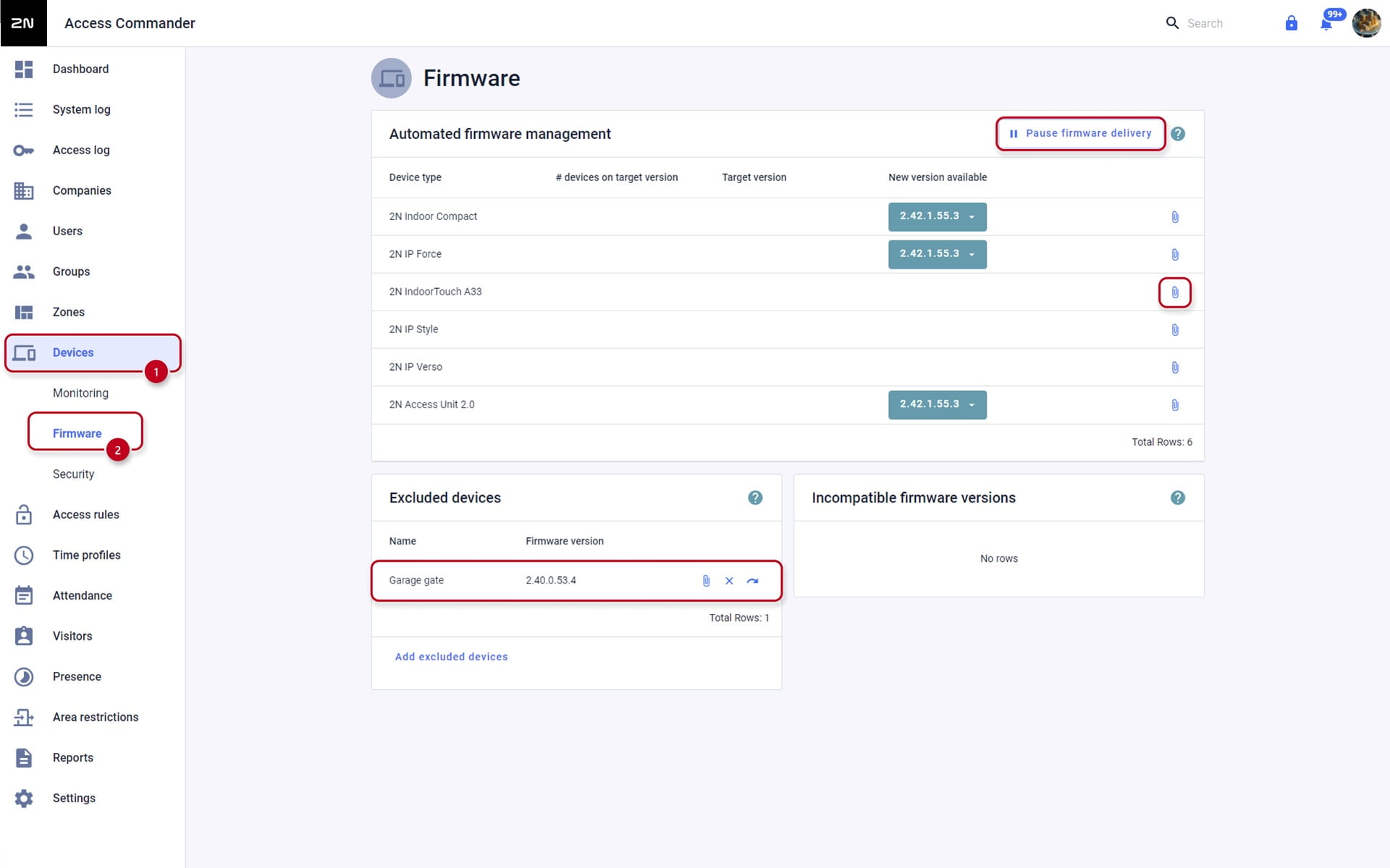Access Commander Device Firmware Configuration