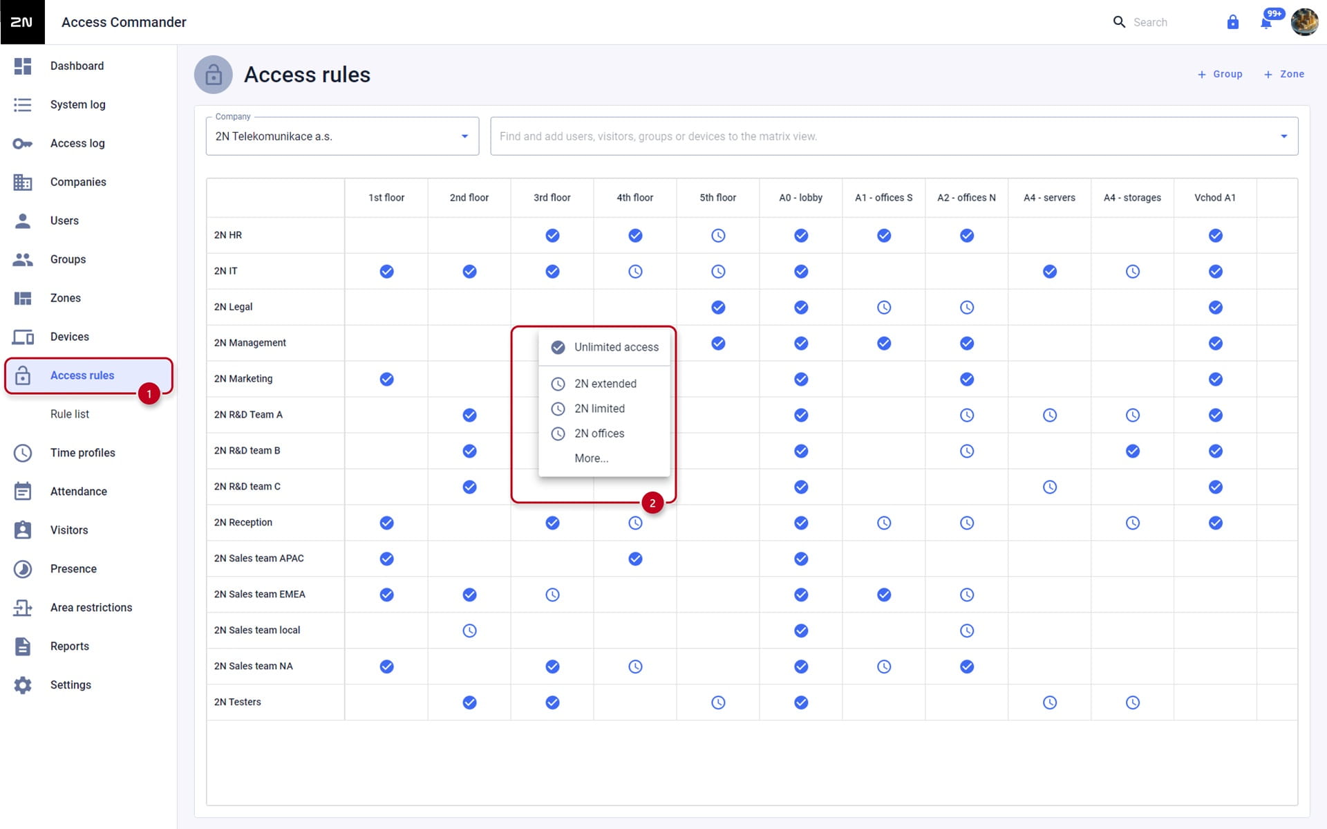 Access Commander Access Rules Configuration