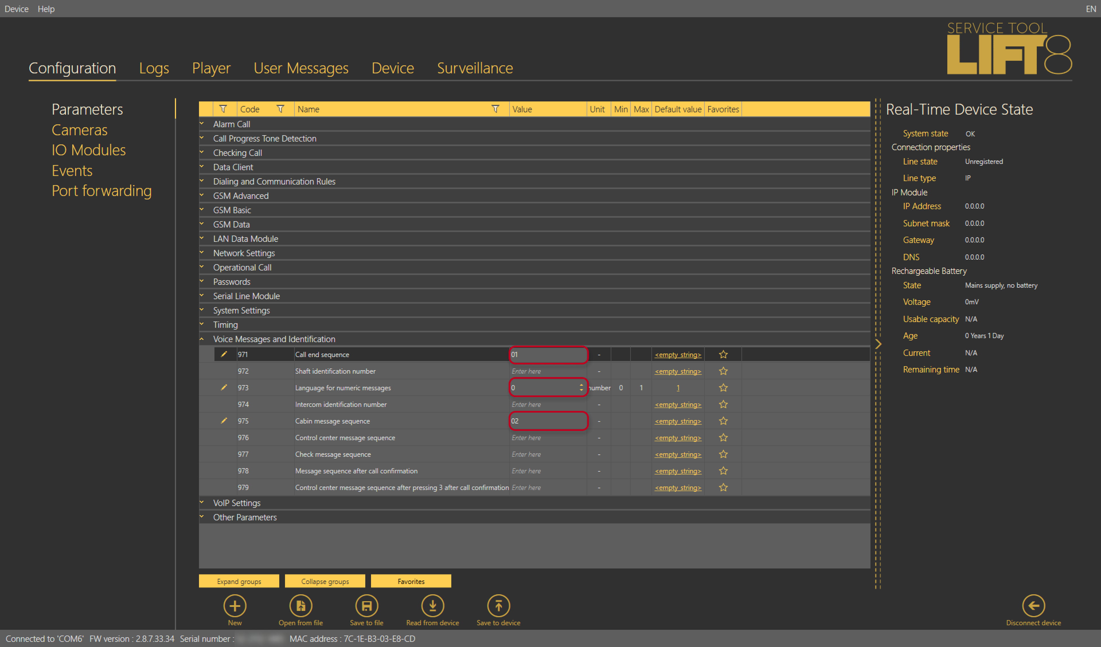 Sprachnachrichten und Identifikationsparameter