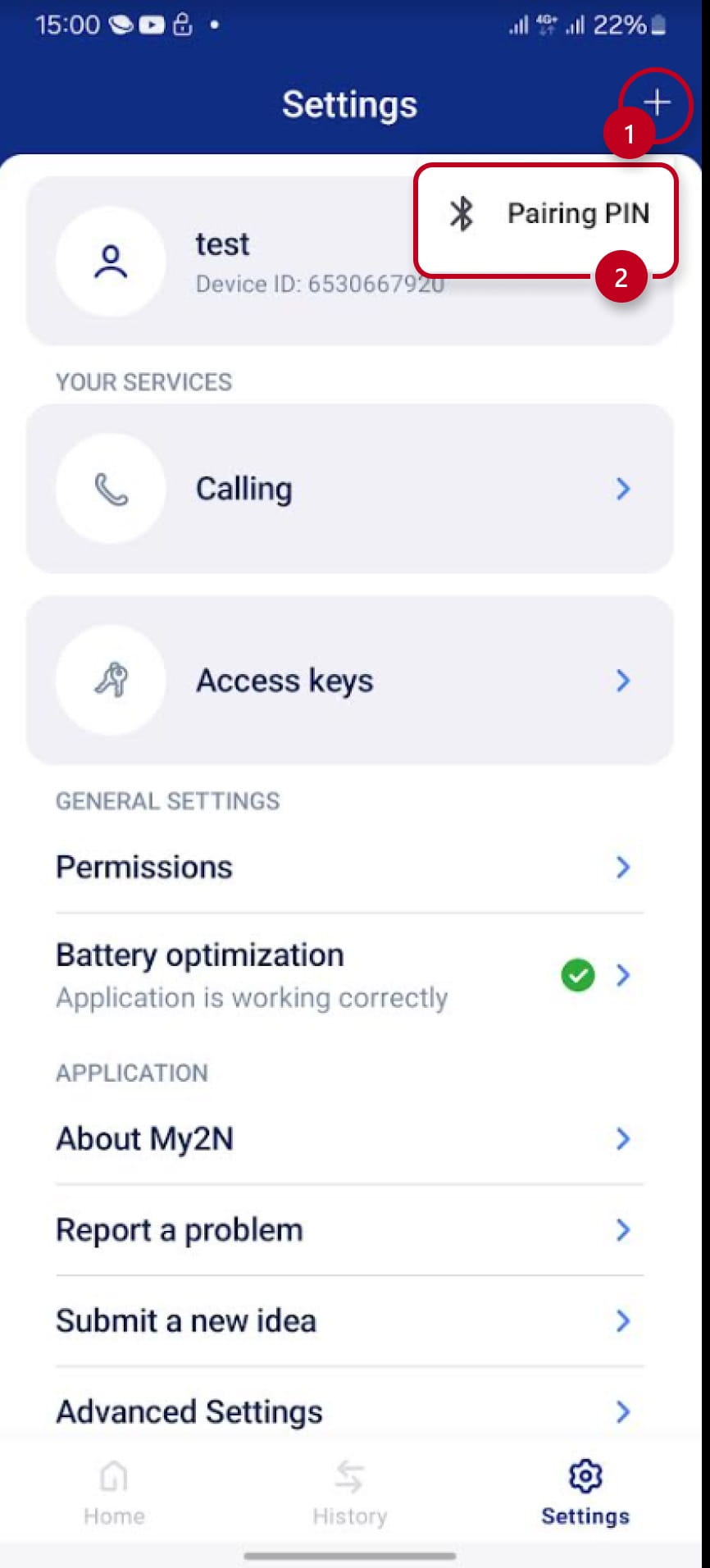 Pairing procedure on the My2N app 1